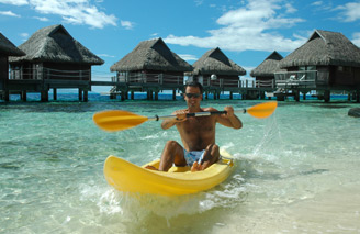 Kayak in the lagoon at Le Maitai Polynesia, Bora Bora