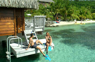 Enjoy the big blue straight from your overwater bunglaow at Le Maitai Bora Bora